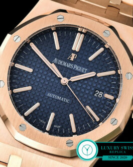 AUDEMARS PIGUET 41MM ROYAL OAK 15400 CARAT PINK GOLD BLUE