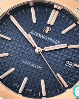 AUDEMARS PIGUET 41MM ROYAL OAK 15400 CARAT PINK GOLD BLUE