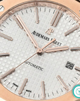 AUDEMARS PIGUET 41MM ROYAL OAK 15400 CARAT PINK GOLD SILVER-TONED DIAL