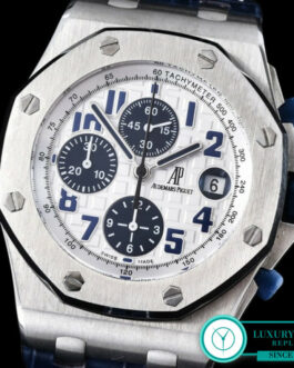 AUDEMARS PIGUET ROYAL OAK OFFSHORE 26170 NAVY WATCH BLUE LEATHER STRAP