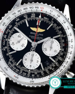 BREITLING NAVITIMER 01 CHRONOGRAPH BLACK DIAL LEATHER STRAP