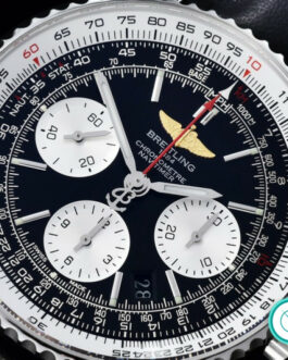 BREITLING NAVITIMER 01 CHRONOGRAPH BLACK DIAL LEATHER STRAP