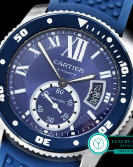 CARTIER CALIBRE DIVER RUBBER STRAP BLUE