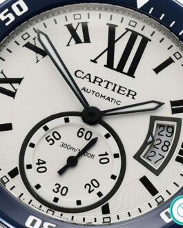 CARTIER CALIBRE DIVER BLUE RUBBER STRAP WHITE