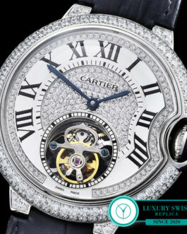 CARTIER BALLON BLEU FLYING TOURBILLON EXTRA LARGE DIAMOND BEZEL WHITE