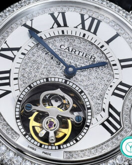 CARTIER BALLON BLEU FLYING TOURBILLON EXTRA LARGE DIAMOND BEZEL WHITE