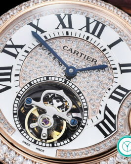 CARTIER BALLON BLEU FLYING TOURBILLON EXTRA LARGE ROSE GOLD DIAMOND BEZEL WHITE