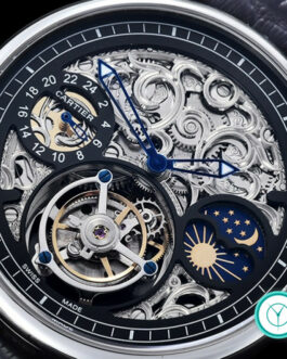 CARTIER RONDE MOONPHASE FLYING TOURBILLON SKELETON BLACK