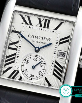 CARTIER TANK MC SWISS AUTOMATIC WHITE DIAL LEATHER STRAP