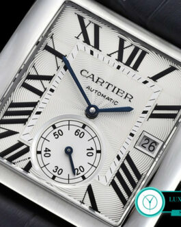 CARTIER TANK MC SWISS AUTOMATIC WHITE DIAL LEATHER STRAP