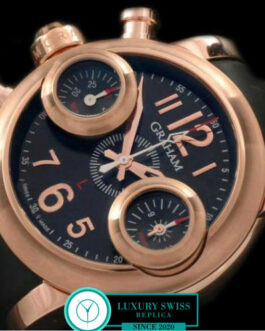 GRAHAM SWORDFISH LEFT HAND SWISS CHRONOGRAPH ROSE GOLD BLACK