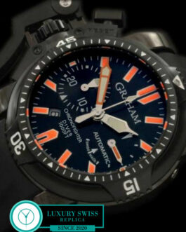 GRAHAM OVERSIZE DIVER CHRONOFIGHTER DATE SWISS CHRONOGRAPH PVD BLACK