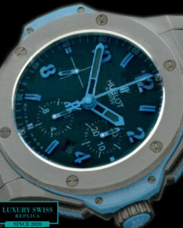 HUBLOT BIG BANG ALL BLACK FULL CERAMIC EVOLUTION LIMITED EDITION SWISS AUTOMATIC BLUE MARKERS