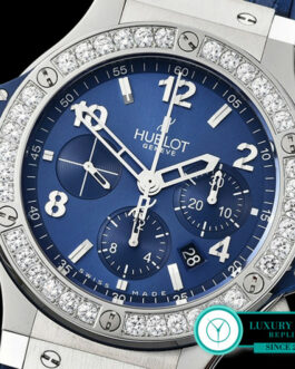 HUBLOT BIG BANG EVOLUTION DIAMOND BEZEL BLUE DIAL SWISS AUTOMATIC