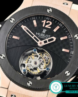 HUBLOT BIG BANG TOURBILLON ROSE GOLD CERAMIC BEZEL BLACK