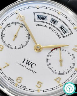 IWC PORTUGIESER ANNUAL CALENDAR IW503502 WHITE DIAL YELLOW GOLD MARKERS