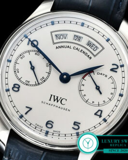 IWC PORTUGIESER ANNUAL CALENDAR IW503502 WHITE DIAL LEATHER STRAP