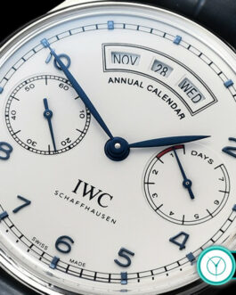 IWC PORTUGIESER ANNUAL CALENDAR IW503502 WHITE DIAL LEATHER STRAP