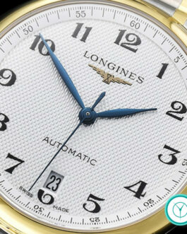 LONGINES MASTER YELLOW GOLD 2 TONE WHITE DIAL BRACELET NUMERAL MARKERS