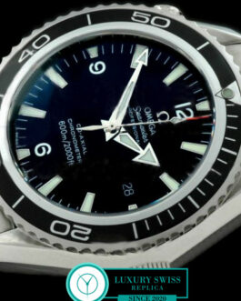 OMEGA SEAMASTER PLANET OCEAN 45MM SWISS AUTOMATIC BLACK DIAL BLACK BEZEL