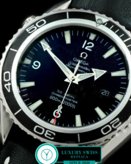 OMEGA SEAMASTER PLANET OCEAN 45MM SWISS AUTOMATIC BLACK DIAL BLACK BEZEL