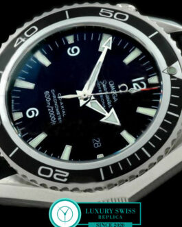 OMEGA SEAMASTER PLANET OCEAN 45MM SWISS AUTOMATIC BLACK DIAL BLACK BEZEL