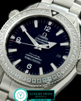 OMEGA SEAMASTER PLANET OCEAN 42MM SWISS AUTOMATIC BLACK DIAL DIAMOND BEZEL