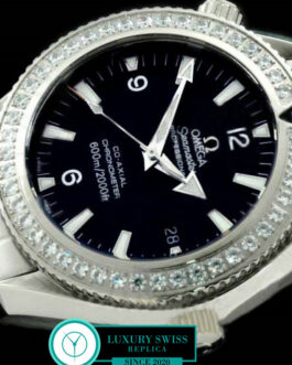 OMEGA SEAMASTER PLANET OCEAN 42MM SWISS AUTOMATIC BLACK DIAL DIAMOND BEZEL