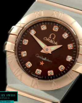 OMEGA CONSTELLATION LADIES PERLMUTT 28MM 2 TONE SWISS QUARTZ BROWN DIAL