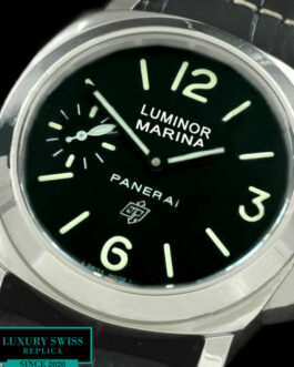 PANERAI PAM 005 LUMINOR MARINA LOGO SWISS MOVEMENT BLACK LEATHER STRAP