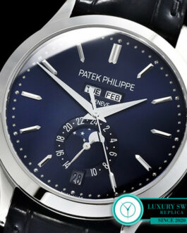 PATEK PHILIPPE COMPLICATIONS 5396G 38MM BLUE DIAL BLACK LEATHER STRAP