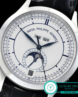 PATEK PHILIPPE COMPLICATIONS 5396G-001 38MM WHITE DIAL LEATHER STRAP