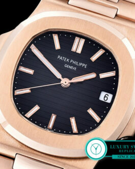 PATEK PHILIPPE NAUTILUS 40MM SWISS AUTOMATIC ROSE GOLD BLACK