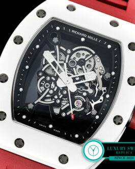 RICHARD MILLE RM 055 BUBBA WATSON WHITE CERAMIC RED RUBBER STRAP