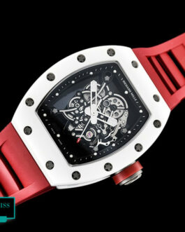 RICHARD MILLE RM 055 BUBBA WATSON WHITE CERAMIC RED RUBBER STRAP