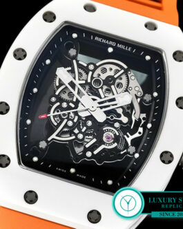 RICHARD MILLE RM 055 BUBBA WATSON WHITE CERAMIC ORANGE RUBBER STRAP