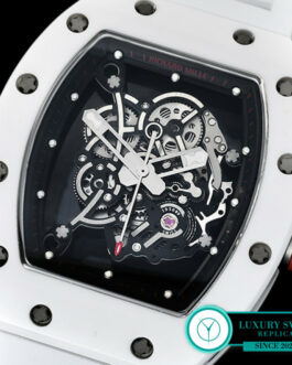 RICHARD MILLE RM 055 BUBBA WATSON WHITE CERAMIC RED VERSION WHITE STRAP