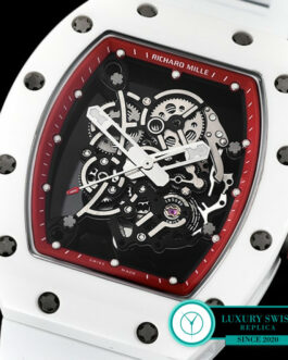 RICHARD MILLE RM 055 BUBBA WATSON WHITE CERAMIC RED INNER WHITE STRAP