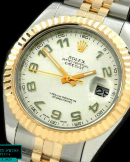 ROLEX DATEJUST II 2 TONE SWISS AUTOMATIC FLUTED BEZEL – JUBILEE BRACELET – SILVER DIAL – NUMERAL MARKERS