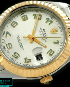 ROLEX DATEJUST II 2 TONE SWISS AUTOMATIC FLUTED BEZEL – JUBILEE BRACELET – SILVER DIAL – NUMERAL MARKERS