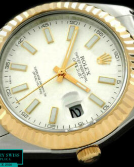 ROLEX DATEJUST II 2 TONE SWISS AUTOMATIC FLUTED BEZEL – JUBILEE BRACELET – WHITE DIAL – STICK MARKERS