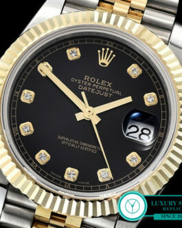 ROLEX DATEJUST II 2 TONE SWISS AUTOMATIC FLUTED BEZEL – JUBILEE BRACELET – BLACK DIAL – DIAMOND MARKERS