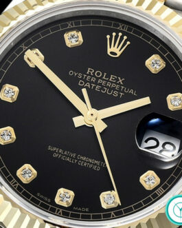 ROLEX DATEJUST II 2 TONE SWISS AUTOMATIC FLUTED BEZEL – JUBILEE BRACELET – BLACK DIAL – DIAMOND MARKERS