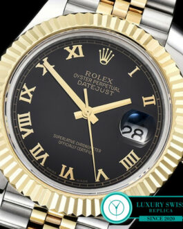 ROLEX DATEJUST II TWO-TONE SWISS AUTOMATIC FLUTED BEZEL – JUBILEE BRACELET – BLACK DIAL – ROMAN MARKERS