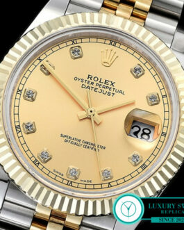 ROLEX DATEJUST II 2 TONE SWISS AUTOMATIC FLUTED BEZEL – JUBILEE BRACELET – GOLD DIAL – DIAMOND MARKERS