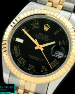 ROLEX DATEJUST II 2 TONE SWISS AUTOMATIC FLUTED BEZEL – JUBILEE BRACELET – ROMAN MARKERS – BLACK DIAL