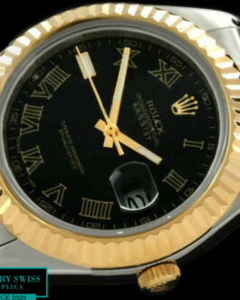 ROLEX DATEJUST II 2 TONE SWISS AUTOMATIC FLUTED BEZEL – JUBILEE BRACELET – ROMAN MARKERS – BLACK DIAL