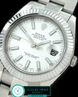 ROLEX DATEJUST II SWISS AUTOMATIC FLUTED BEZEL – OYSTER BRACELET – WHITE DIAL – STICK MARKERS