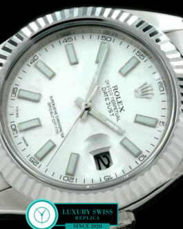 ROLEX DATEJUST II SWISS AUTOMATIC FLUTED BEZEL – OYSTER BRACELET – WHITE DIAL – STICK MARKERS