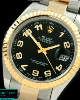 ROLEX DATEJUST II 2 TONE SWISS AUTOMATIC FLUTED BEZEL – OYSTER BRACELET – BLACK DIAL – NUMERAL MARKERS